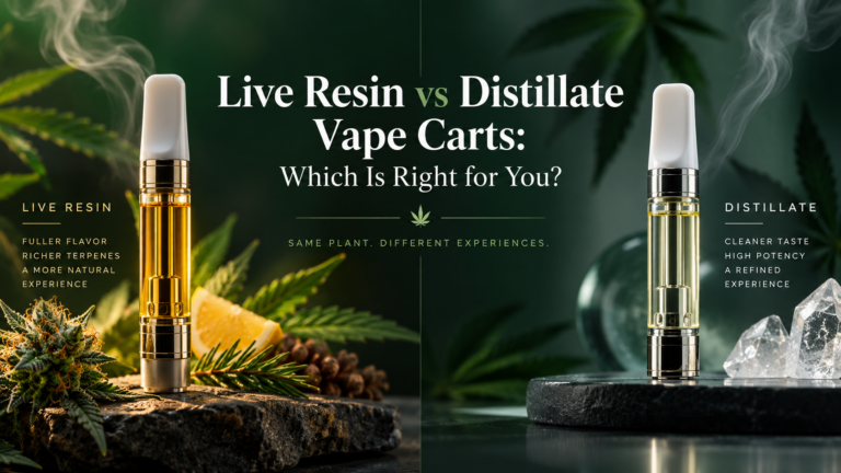Live resin and distillate vape cartridge comparison graphic