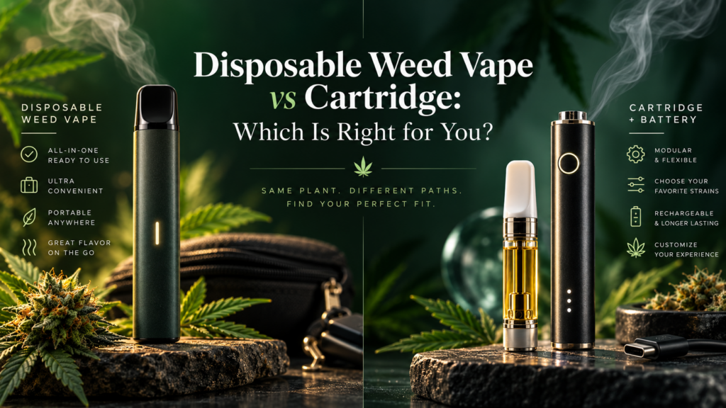 Disposable weed vape compared with cartridge and battery