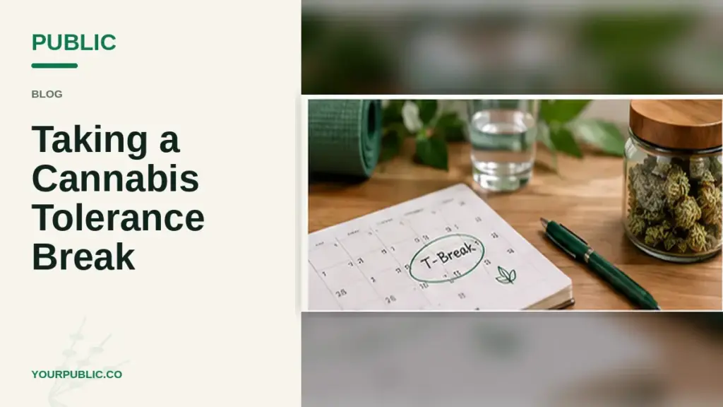 Cannabis tolerance break calendar beside cannabis jar