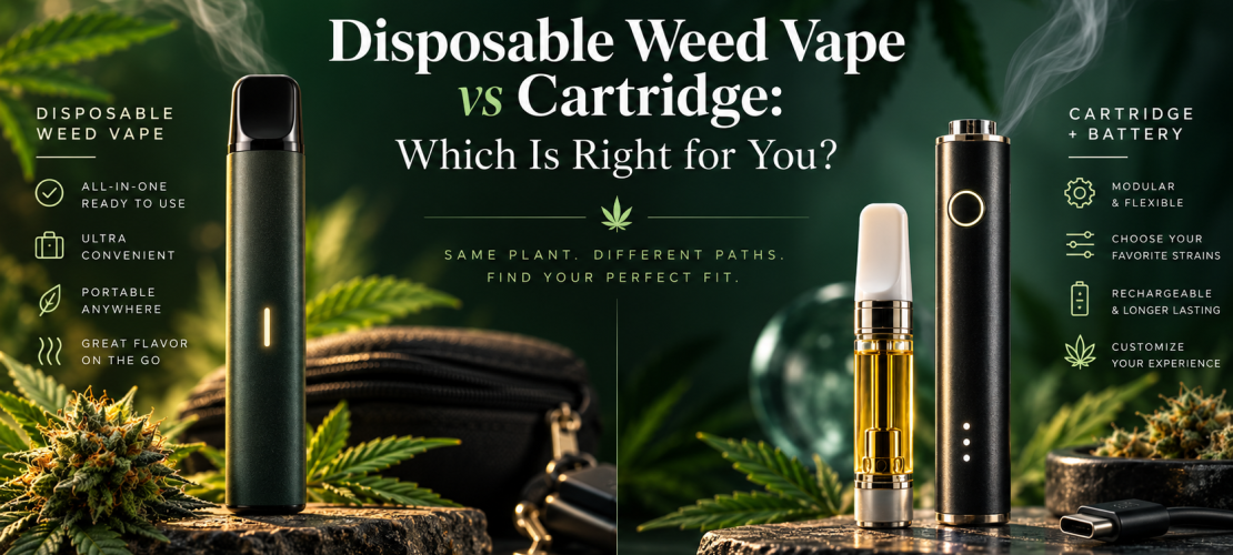 Disposable weed vape compared with cartridge and battery